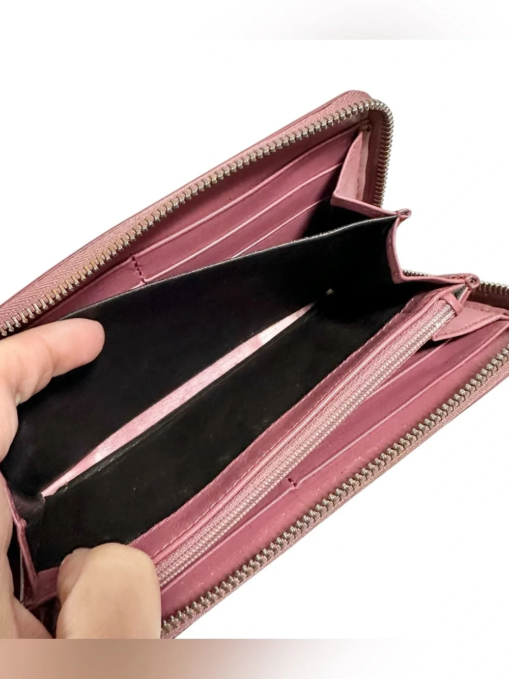 Gucci Pink GG Monogram Leather & Gold Large Zippy Zip Around Wallet